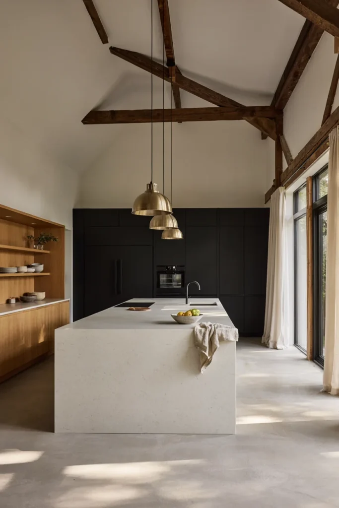 Barn House with a Sleek Black Kitchen