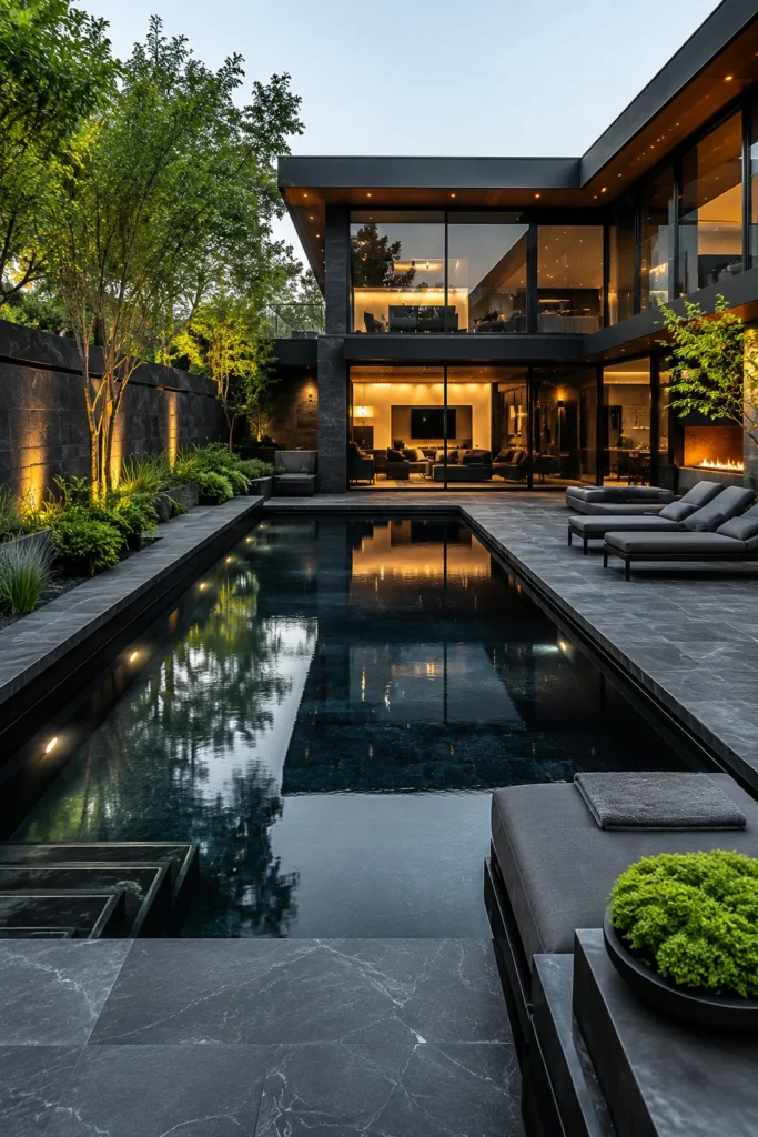 Black Concrete Pool for a Dramatic Look