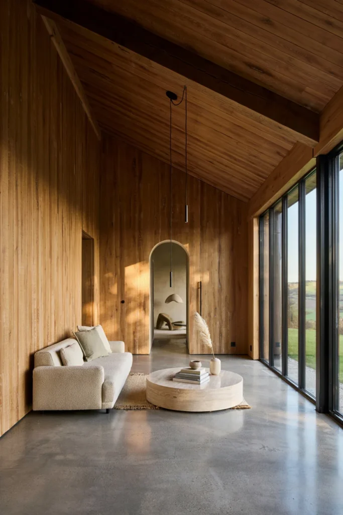 Concrete and Wood Barn House Design