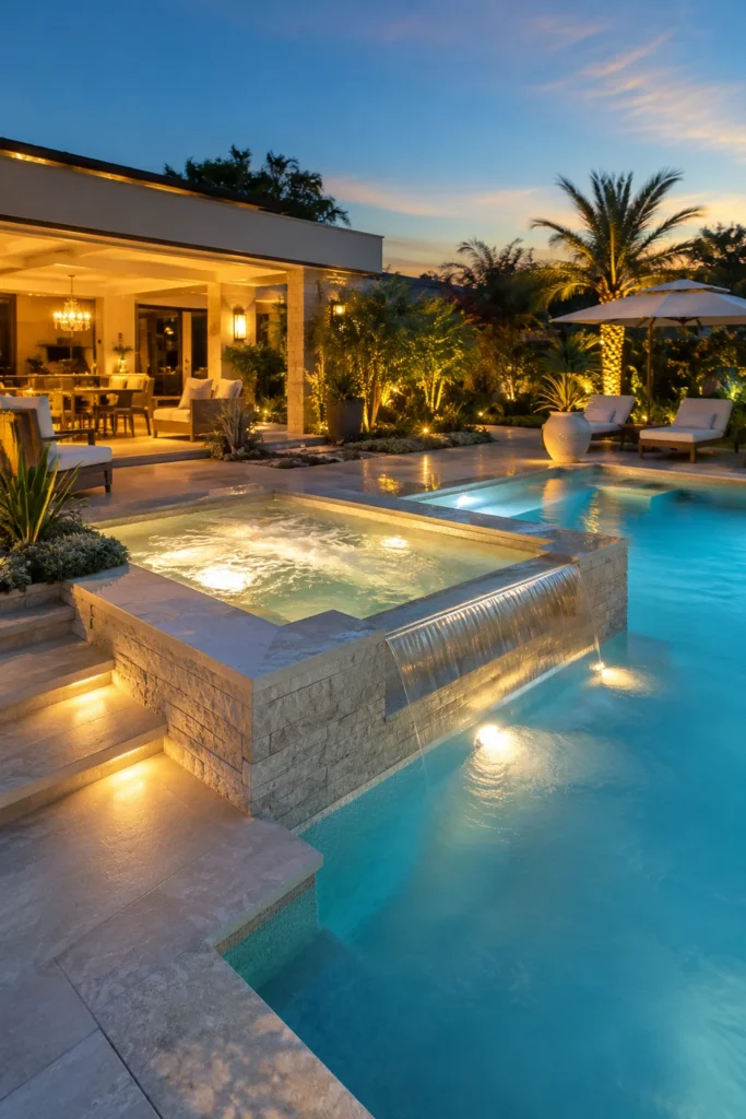 Concrete Pool with Integrated Spa