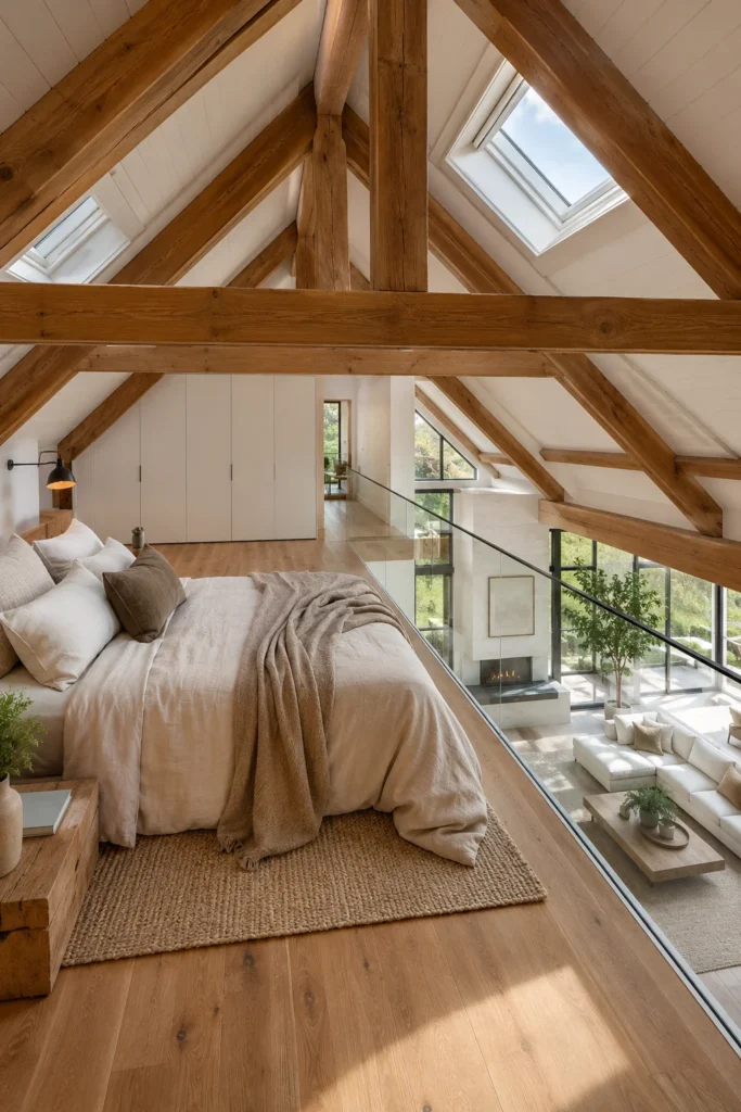 Cozy Loft Bedroom Overlooking the Living Space