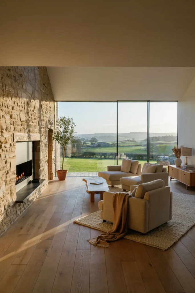 Floor-to-Ceiling Glass Living Room