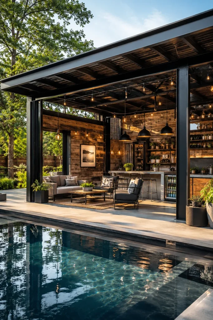 Industrial-Style Pool House