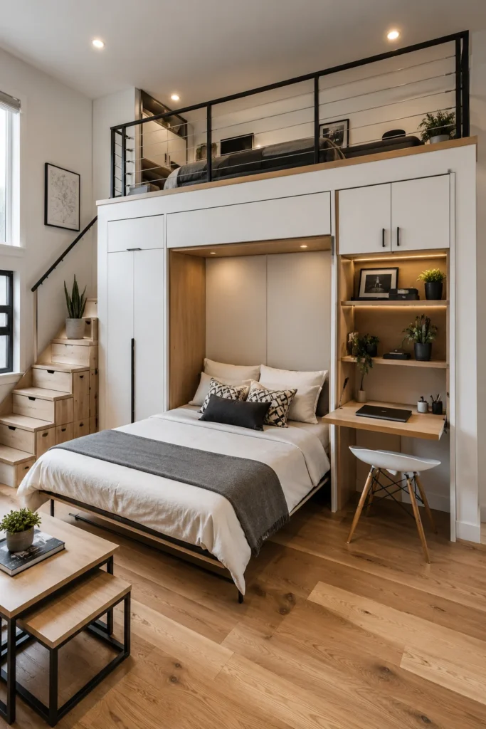 Loft Bedroom With Smart Space-Saving Furniture