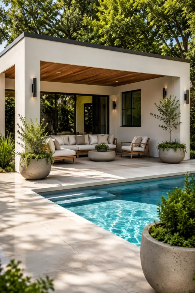 Luxury-Looking Pool House with Affordable Finishes