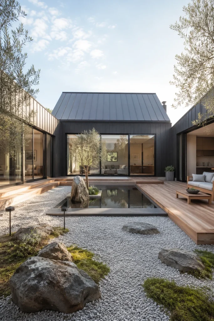 Minimalist Barn House with a Courtyard