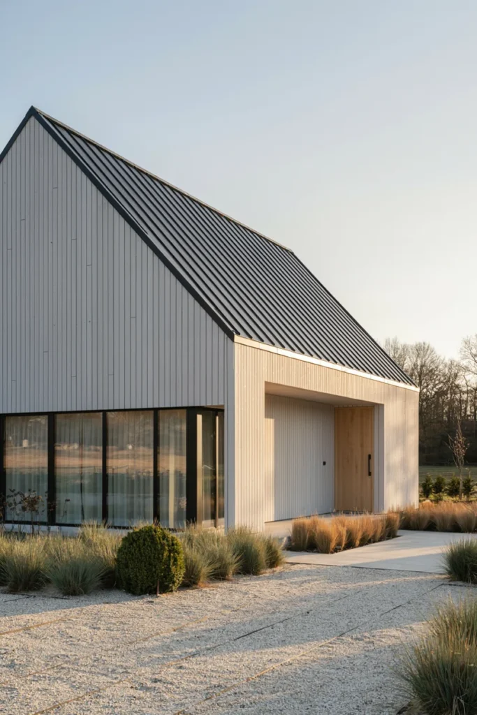 Minimalist Barn House with a Mono-Pitch Roof