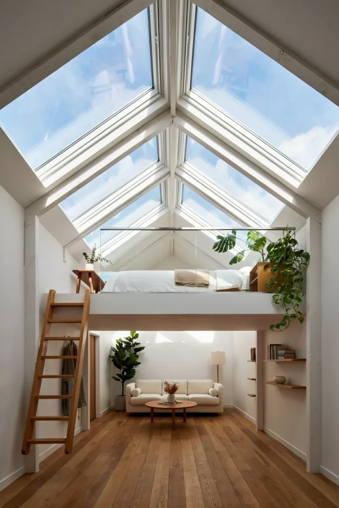 Open Loft With Skylights for Extra Brightness