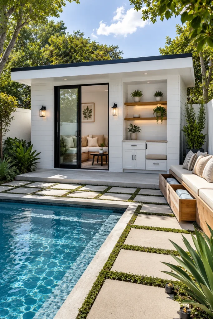 Tiny Pool House with Smart Storage