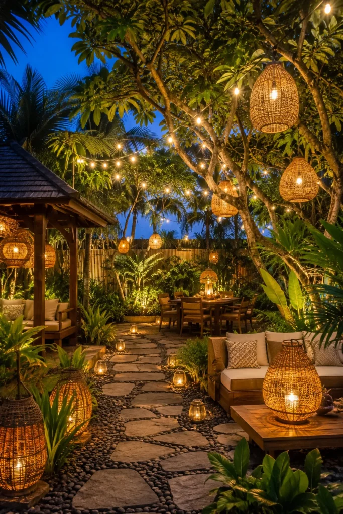 Warm Lantern and String Lighting