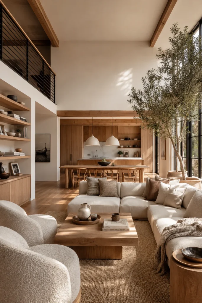 Warm Minimalist Loft with Natural Wood Accents