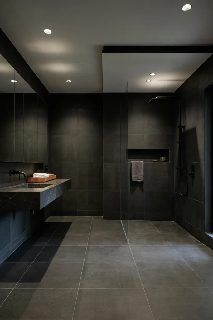 All-Black Minimalist Shower Design