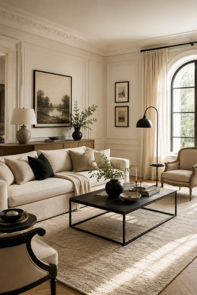 Black Accents With Warm Neutral Tones