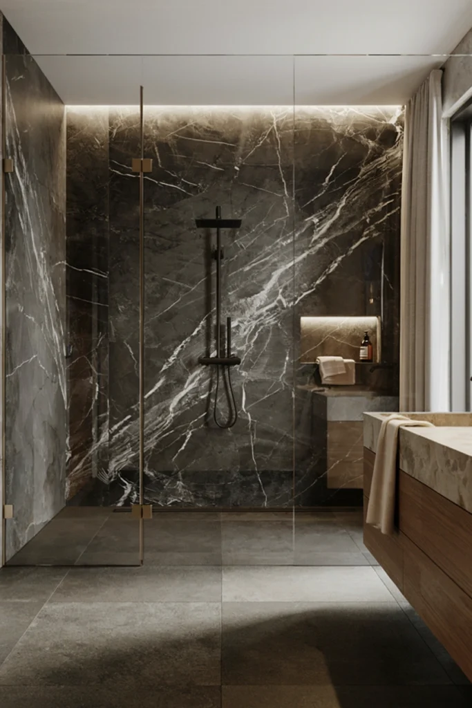 Black Marble Shower Walls