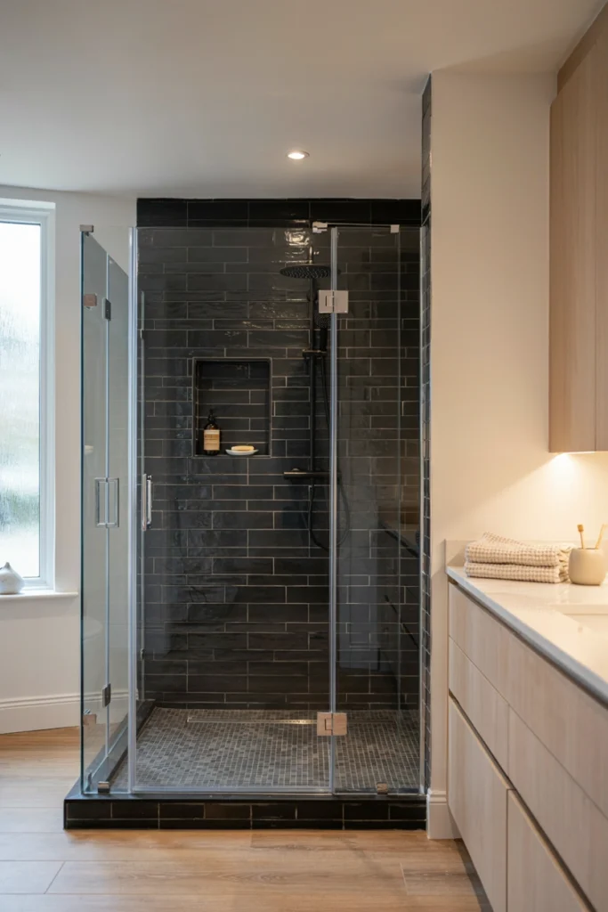 Black Subway Tile Shower