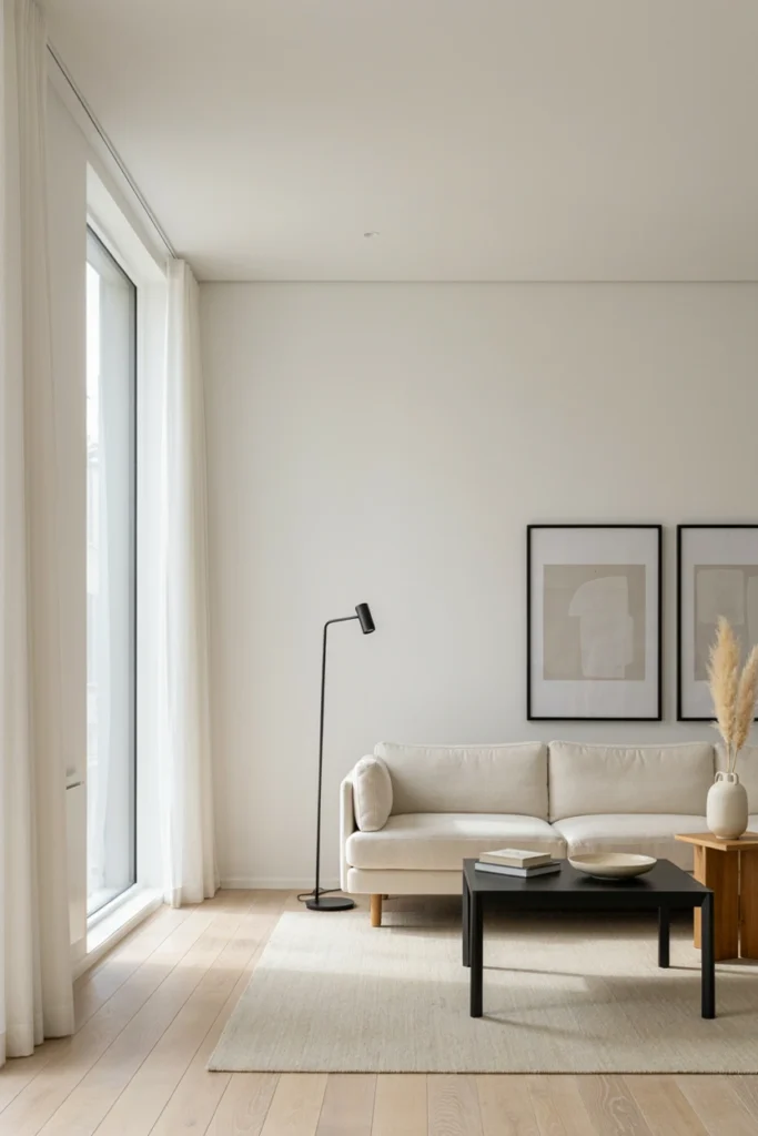Modern Black-and-White Minimalist Living Room