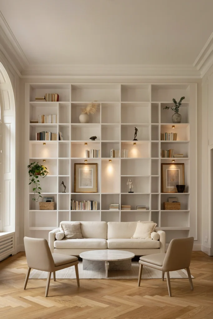 Built-In Shelving With Elegant Decor
