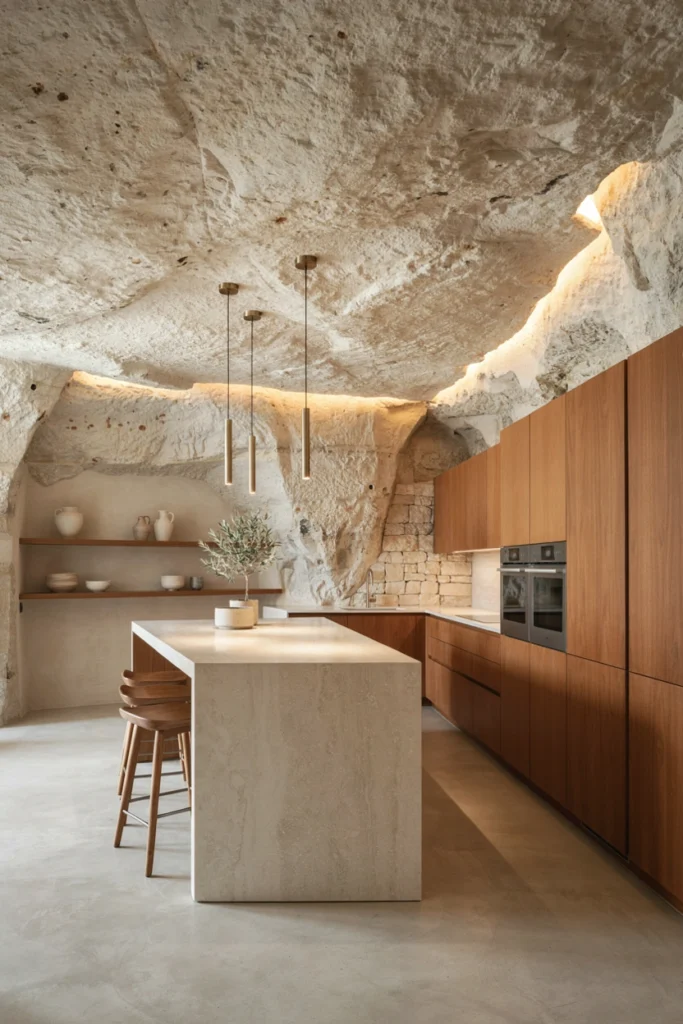 Cave Home With a Modern Kitchen