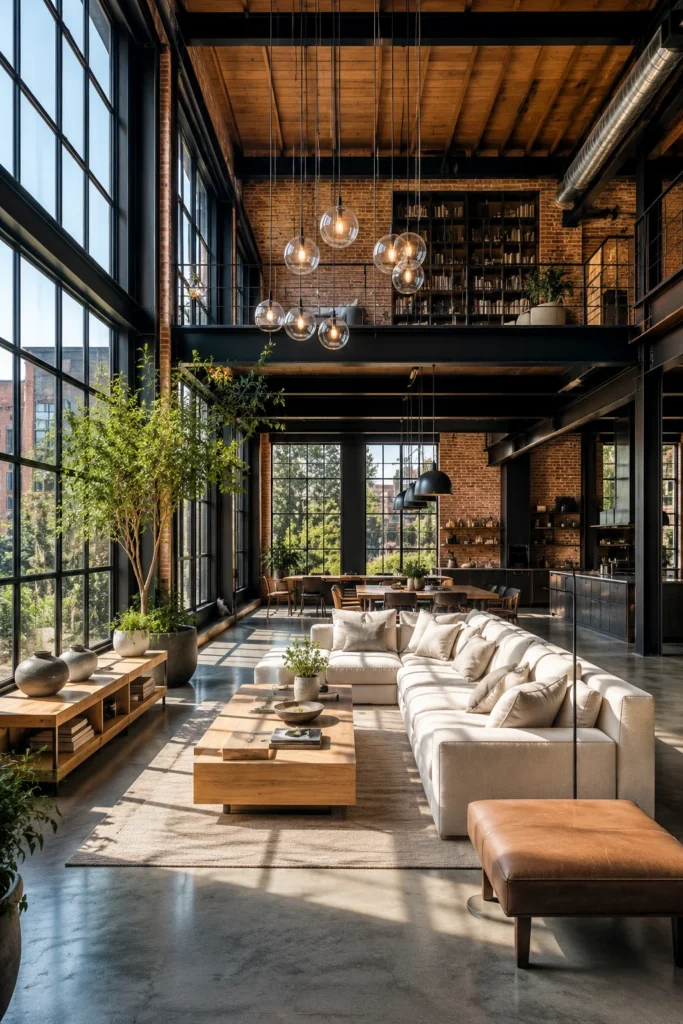 Double-Height Living Room with Oversized Windows