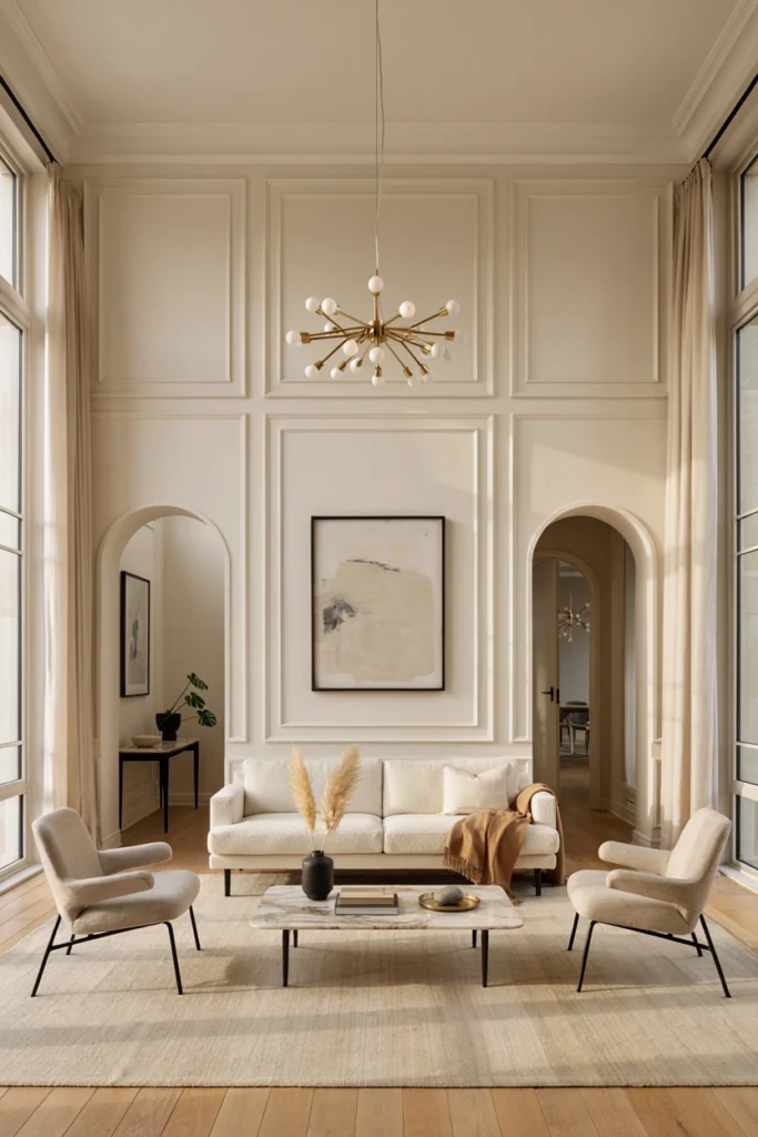 Elegant Wall Molding With Modern Furniture