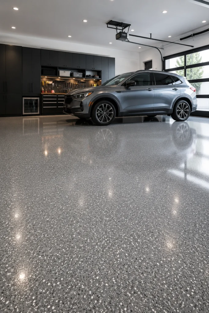 Garage With Epoxy Flooring