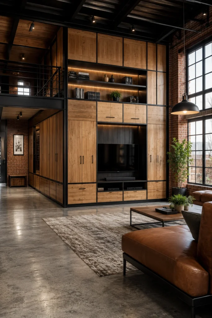 Luxury Industrial Loft with Custom Built-In Storage