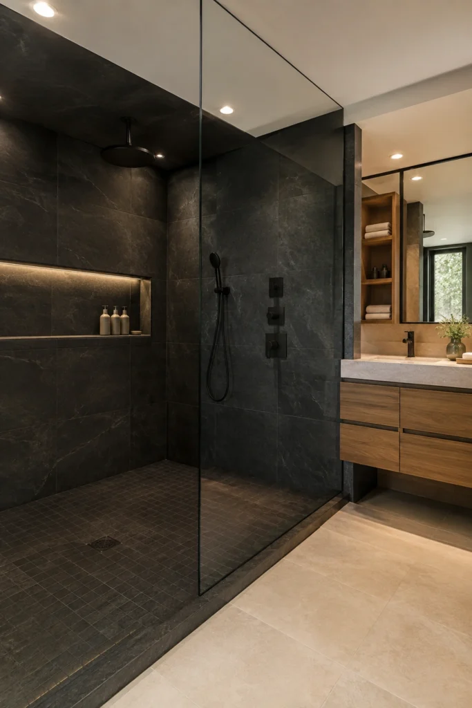 Matte Black Walk-In Shower