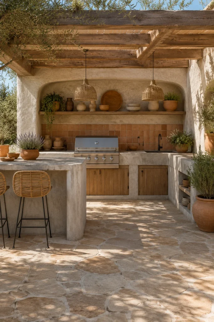 Mediterranean-Inspired Concrete Outdoor Kitchen