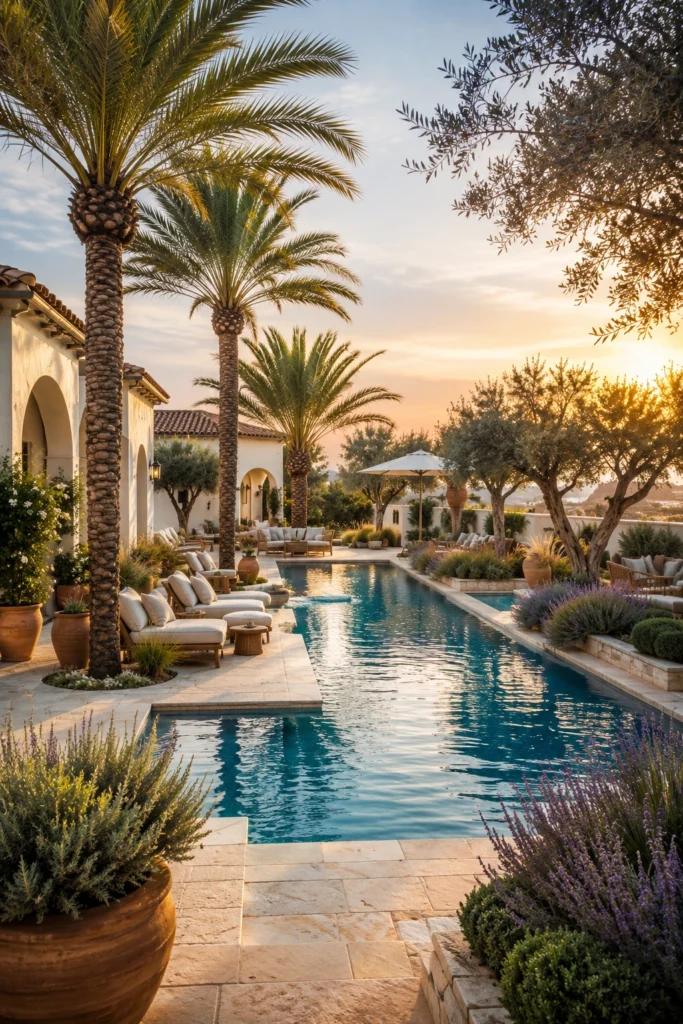 Mediterranean Pool With Palm Trees