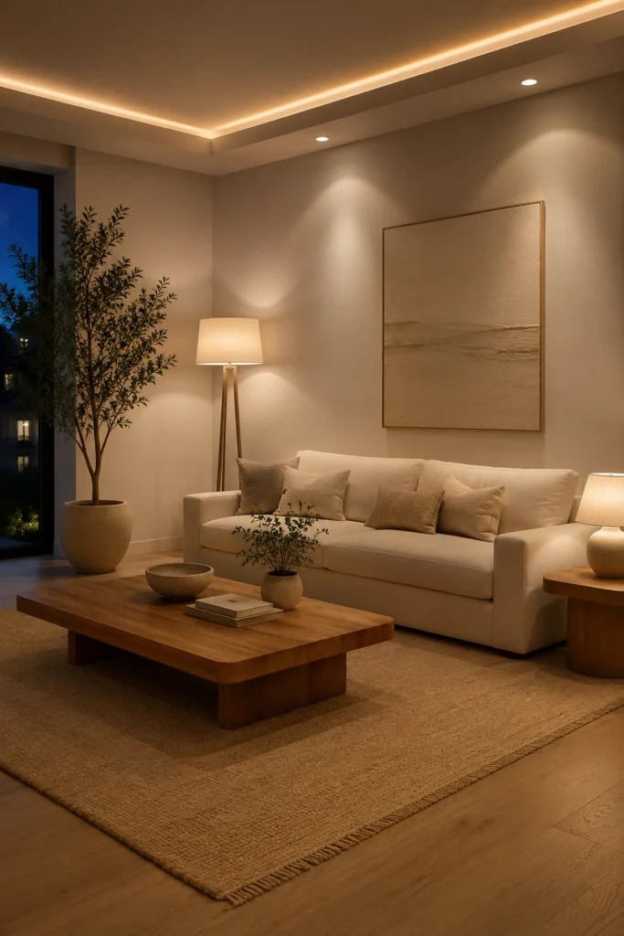 Minimalist Living Room With Soft Ambient Lighting