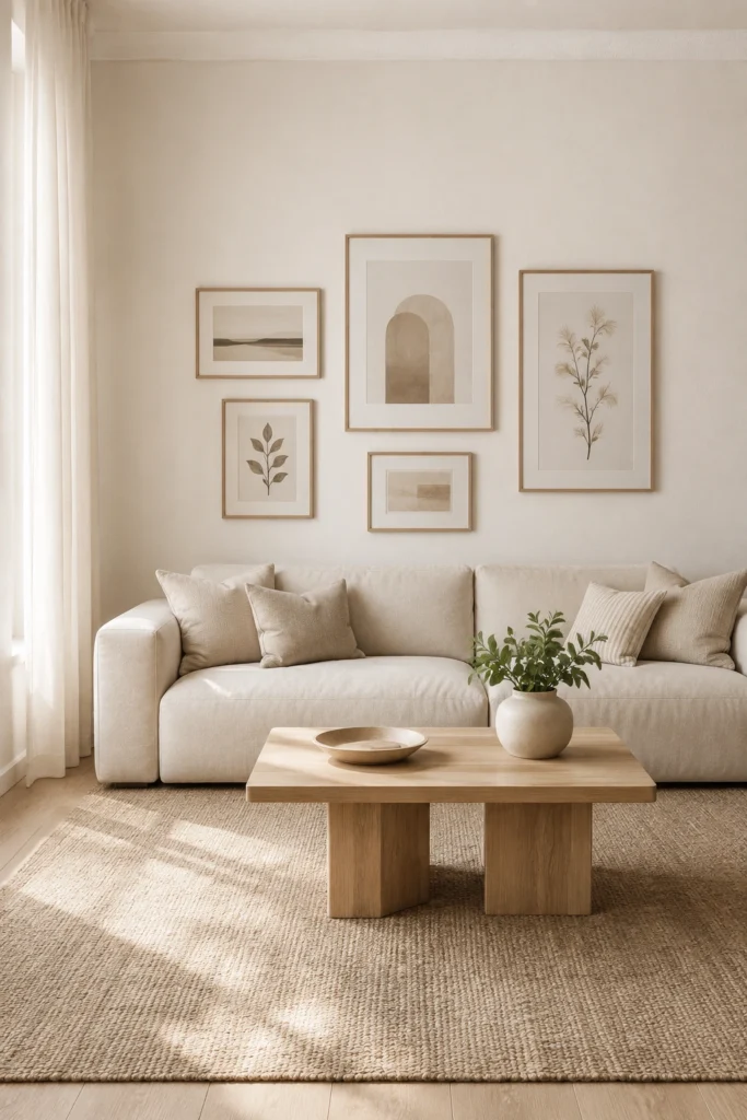 Minimalist Living Room With a Gallery Wall