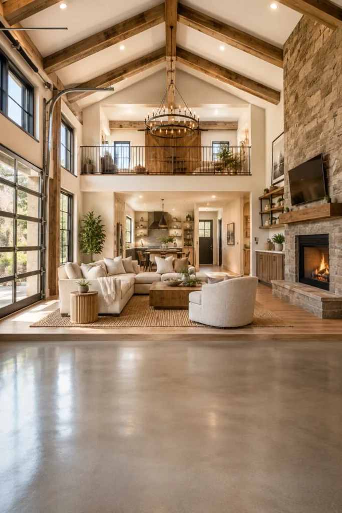 Modern Rustic Loft with Natural Wood and Stone