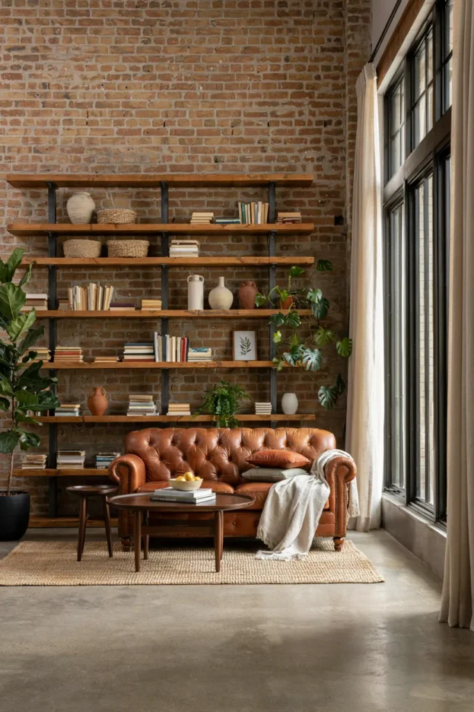 Open Wood and Metal Shelving