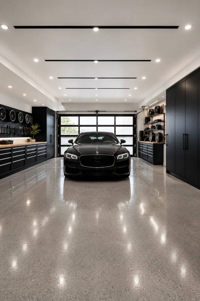 Sleek Black and White Garage