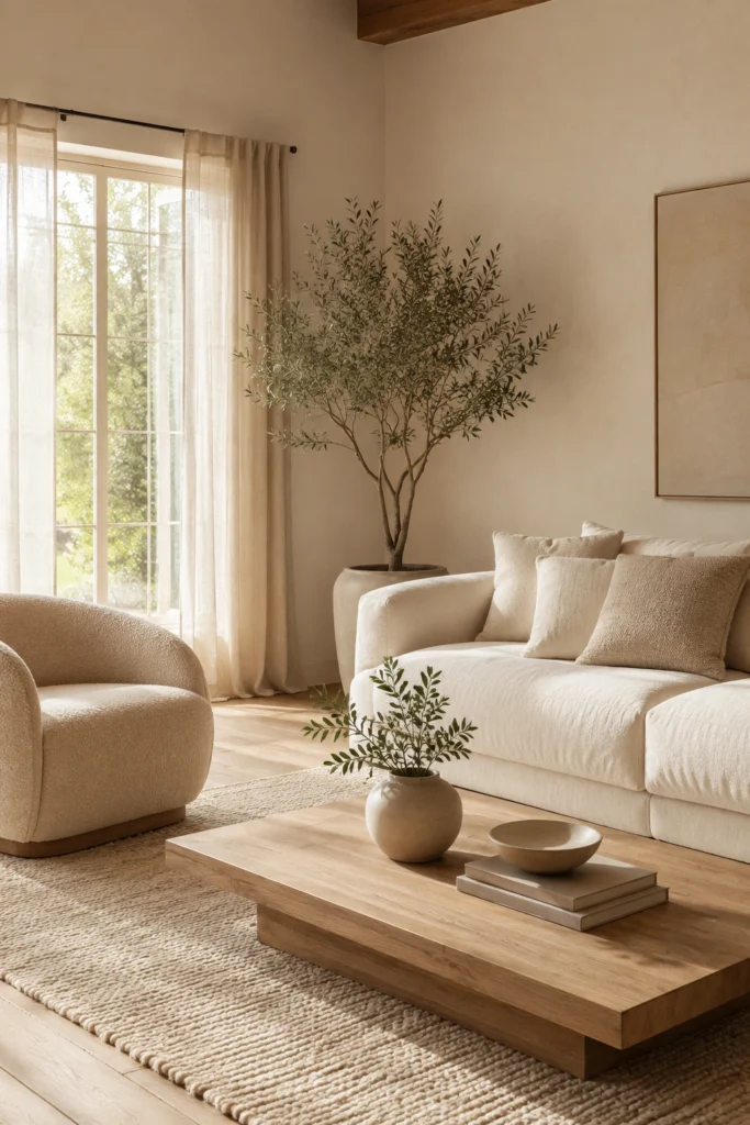 Warm Beige and Cream Living Room