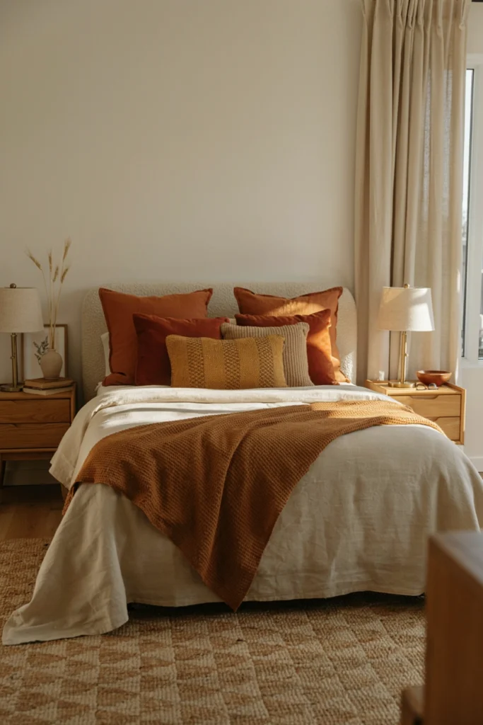 Add Warm-Toned Throw Pillows