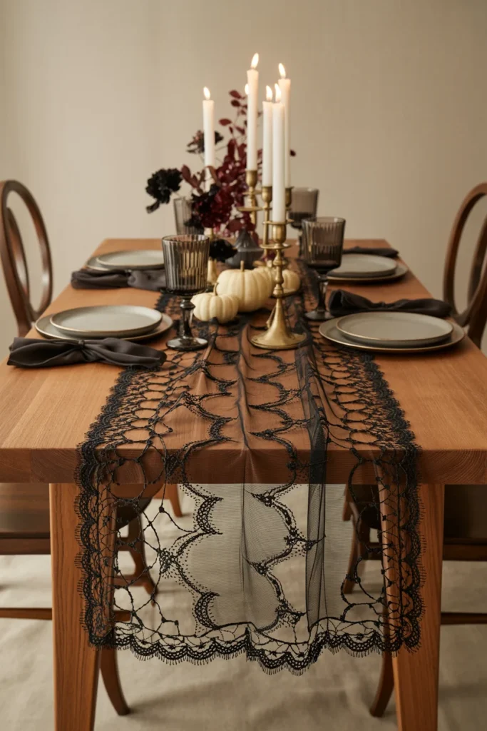 Halloween Table with Black Lace