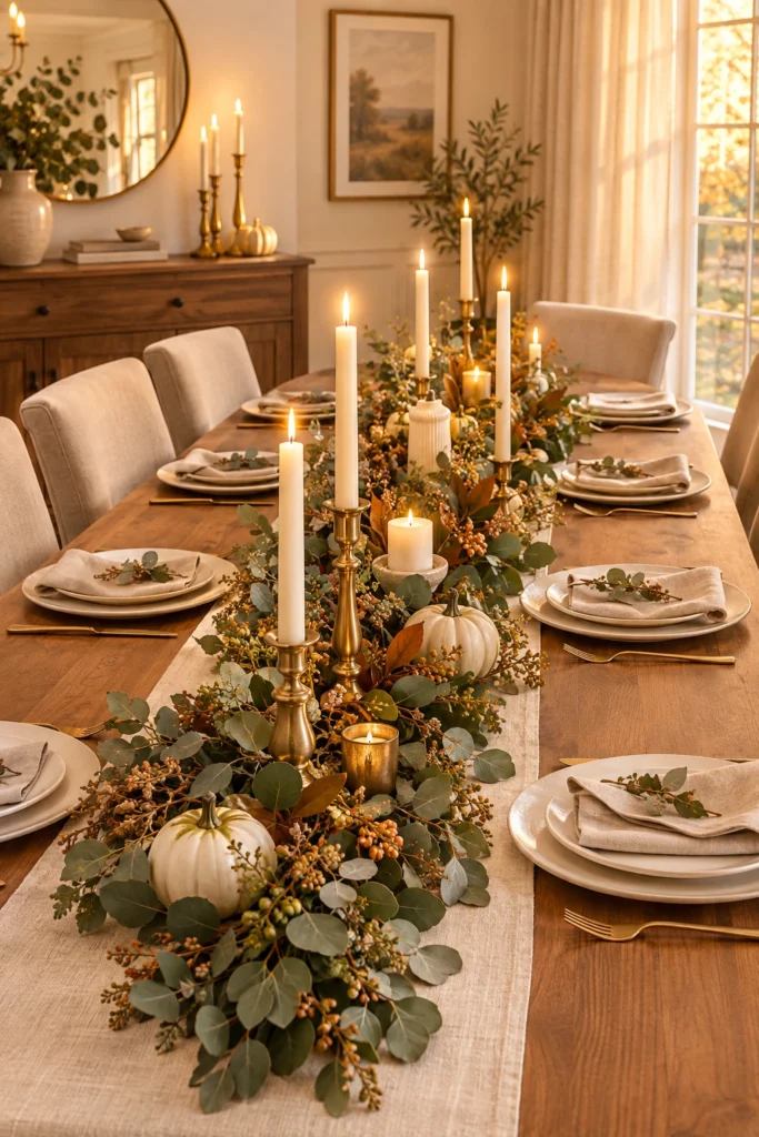 Candles and Autumn Greenery