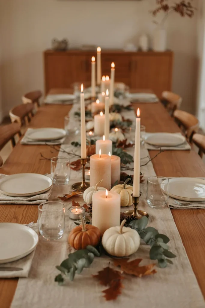 Cozy Candlelit Fall Tablescape