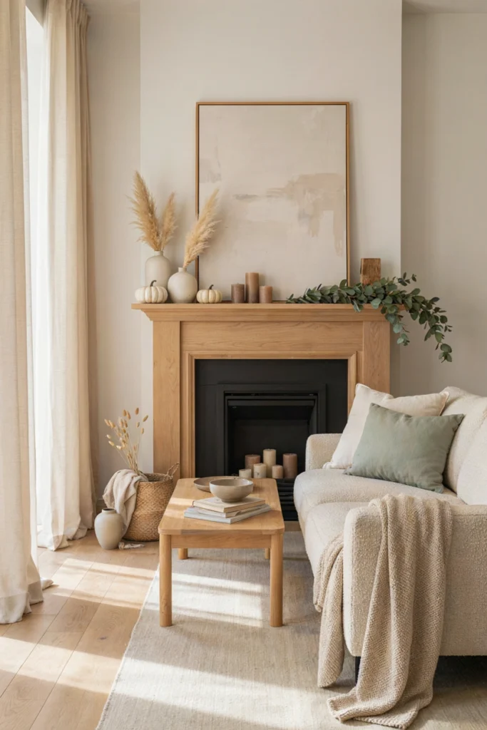 Cozy Neutral Fall Mantel