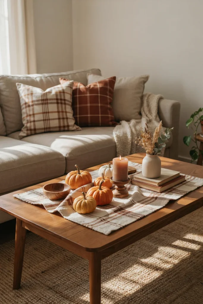Cozy Plaid and Pumpkin Styling