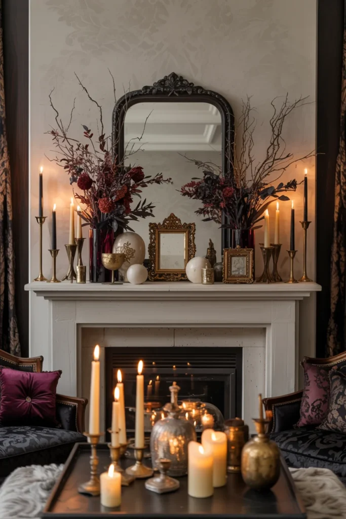 Elegant Gothic Halloween Mantel