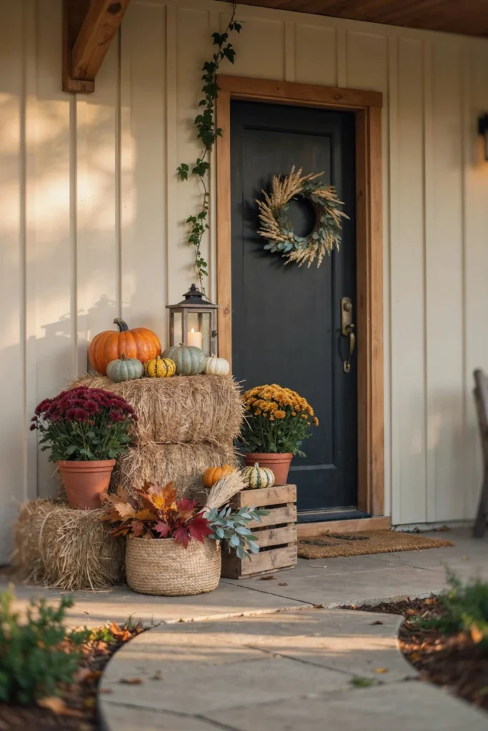 Fall Porch With Hay Bales