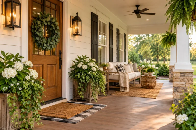 21 Farmhouse Front Porch Ideas That Feel Warm & Inviting