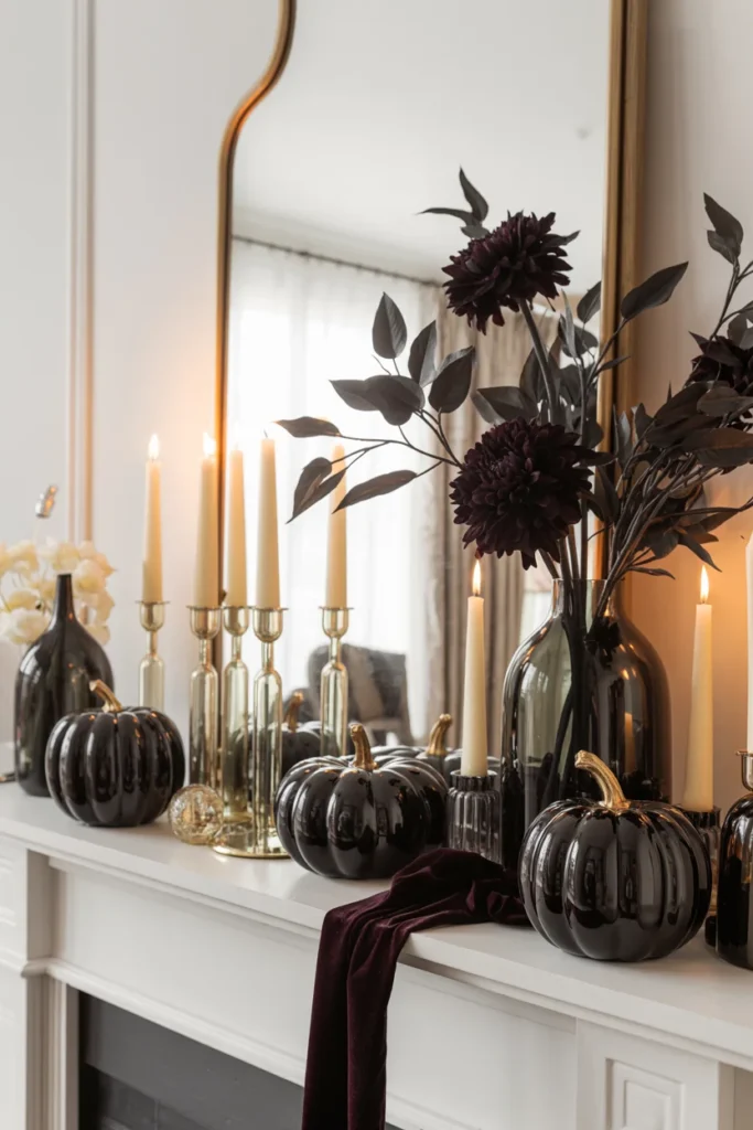 Glamorous Halloween Mantel