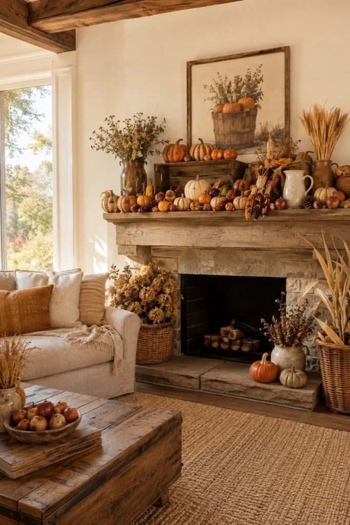 Harvest-Inspired Mantel Decor