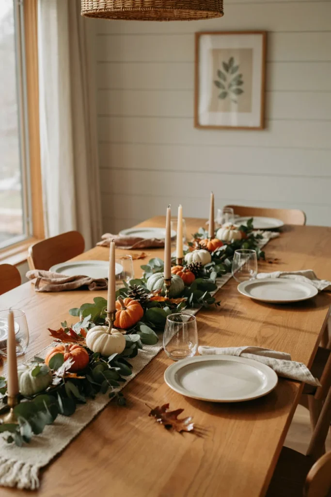 Mini Pumpkin and Greenery Runner