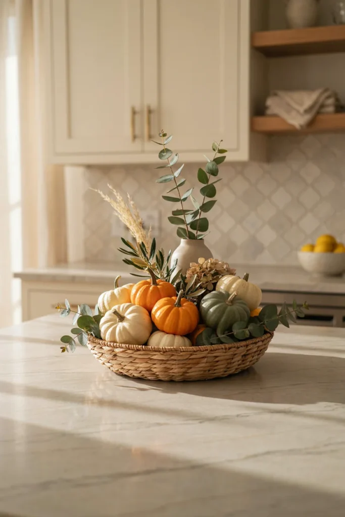 Create a Mini Pumpkin and Greenery Display