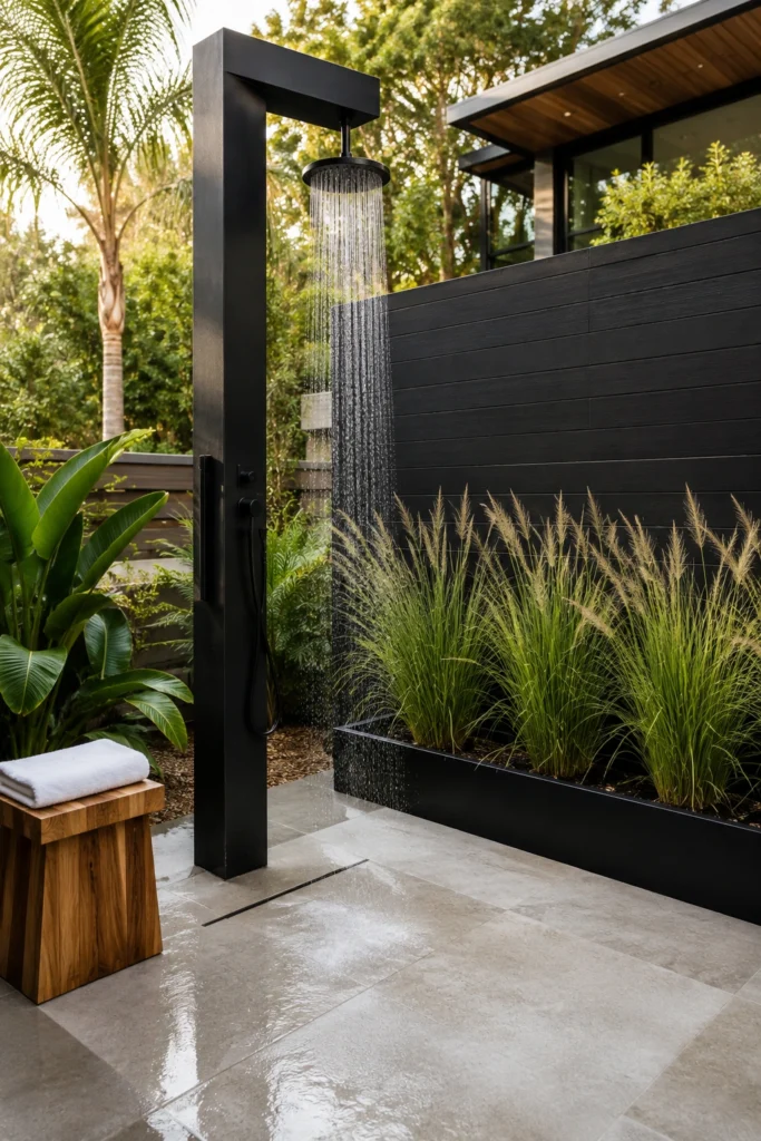 Modern Black Outdoor Shower