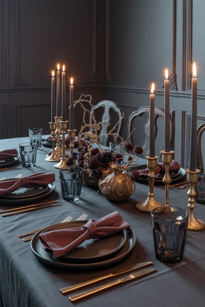 Moody Gothic Halloween Tablescape